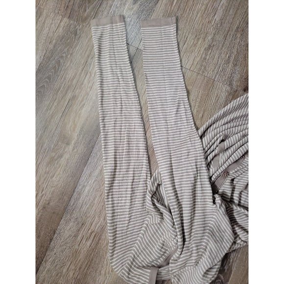 Threads Sakes Fifth Ave. Women's XS Sweater Beige Stripe Cardigan Asymmetric Hem - Picture 6 of 9